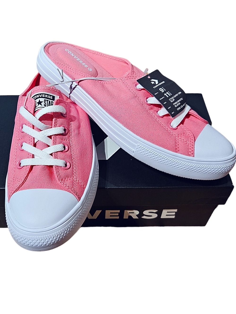 NWT Converse All Star Women's Pink White Slip-On Backless Low-Top Sneakers 11.5